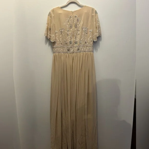 Anthropologie Beige Floral Embroidered Dress - Picture 10 of 11